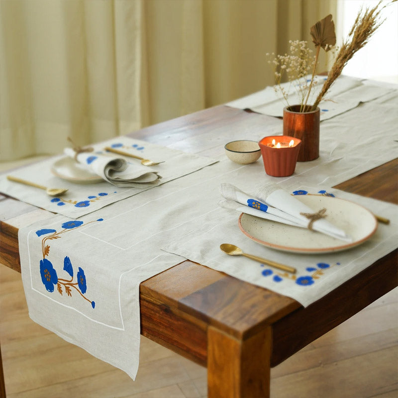 Aaral-Pure Hemp Table Runner with Floral detailing | LIMITED EDITION