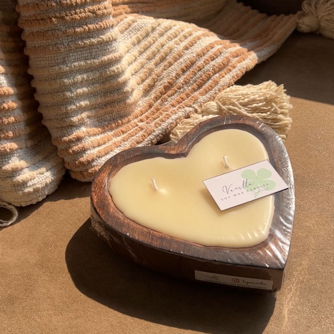 Heart Wooden Scented Candle | Valentine Special