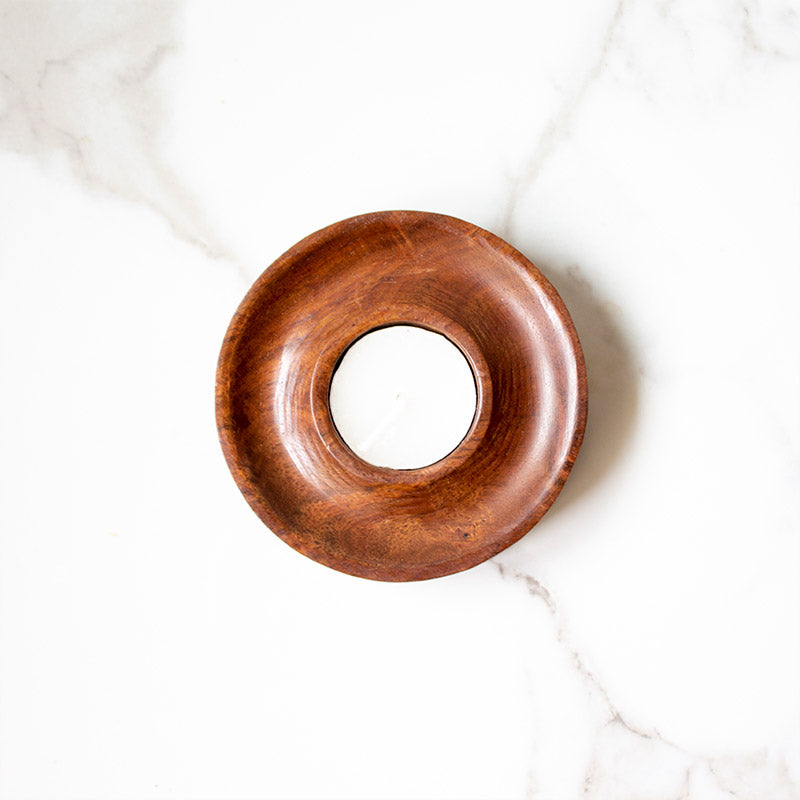 Wooden Concentric Tealight Candle
