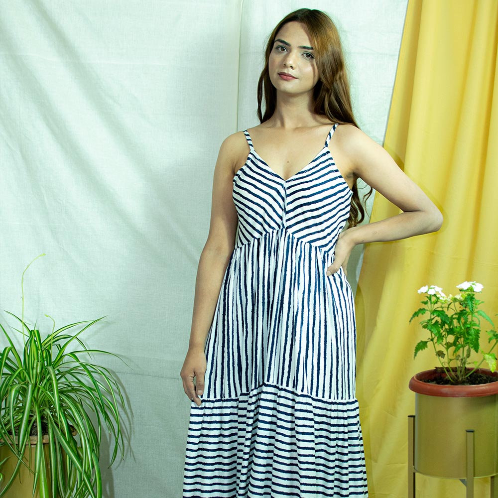 Three-tiered Maxi Dress | Organic Birla Viscose - KILTOO