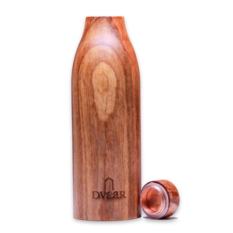 Wooden Copper Bottle | Neem Wood | 500 ml