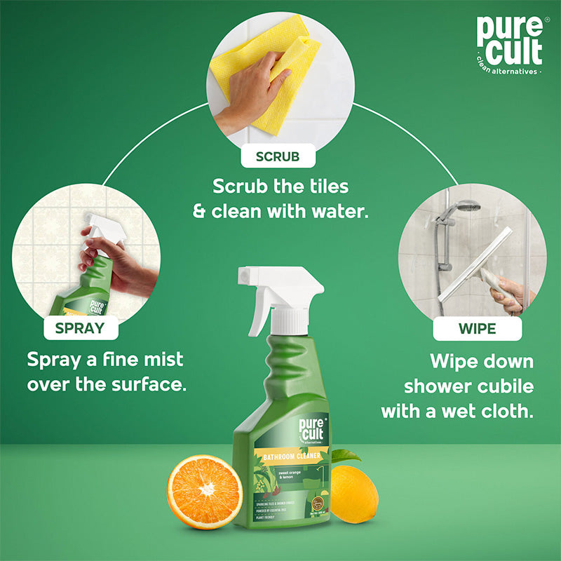 PureCult Eco-Friendly Bathroom Cleaner with sweet orange and lemon Essential oil (500ml)