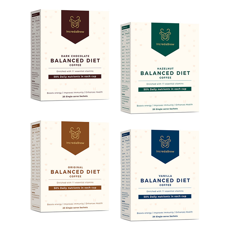 Incredabrew Full Collection Hazelnut, Dark Chocolate, Vanilla & Original (Pack of 4)