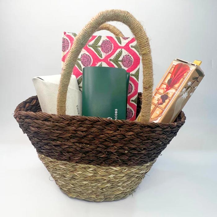 Sabai Grass Gift Basket | Jute Handle-Brown