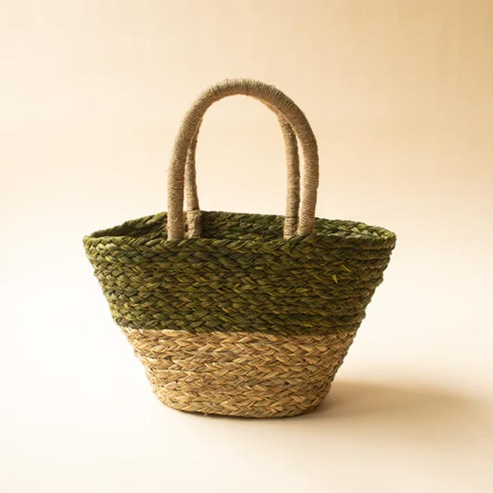 Sabai Grass Gift Basket | Jute Handle-Green
