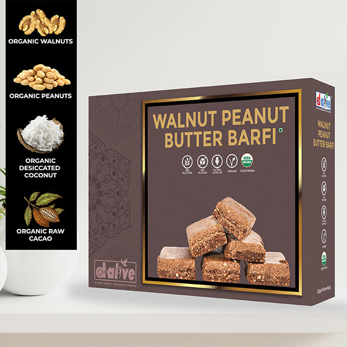 Walnut Peanut Butter Barfi (Indian Sweets, Mithai) - 200g