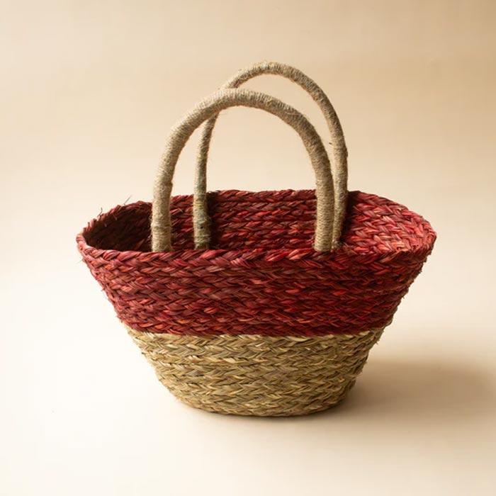 Sabai Grass Gift Basket | Jute Handle-Red