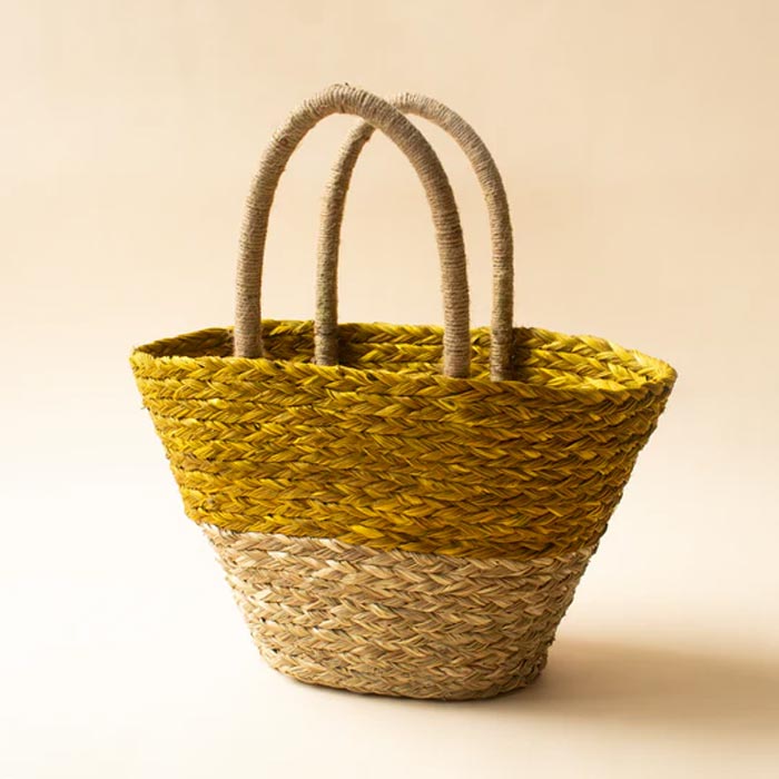 Sabai Grass Gift Basket | Jute Handle-Yellow