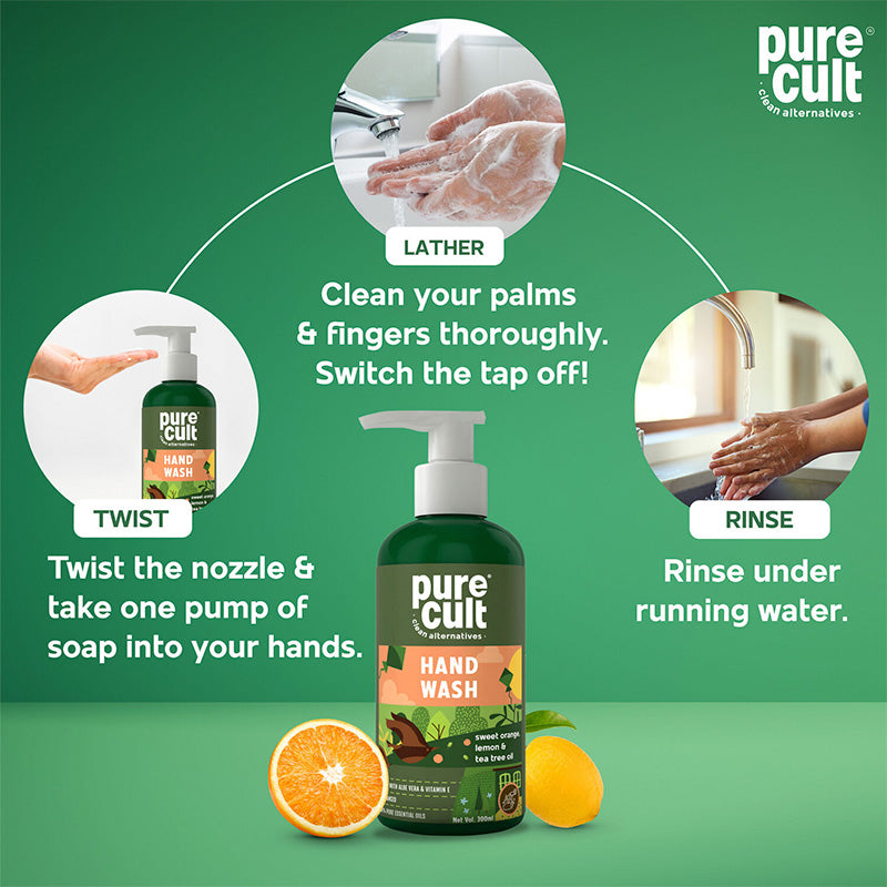PureCult Eco-Friendly Handwash with Sweet Orange and Lemon Essential Oils 750 ML Pouch