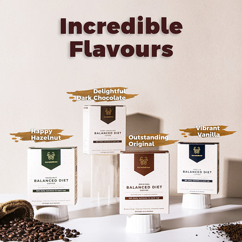 Incredabrew Full Collection Hazelnut, Dark Chocolate, Vanilla & Original (Pack of 4)