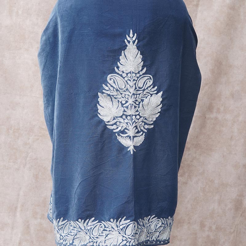 Grey Velvet Cape with Antique Zari Embroidery