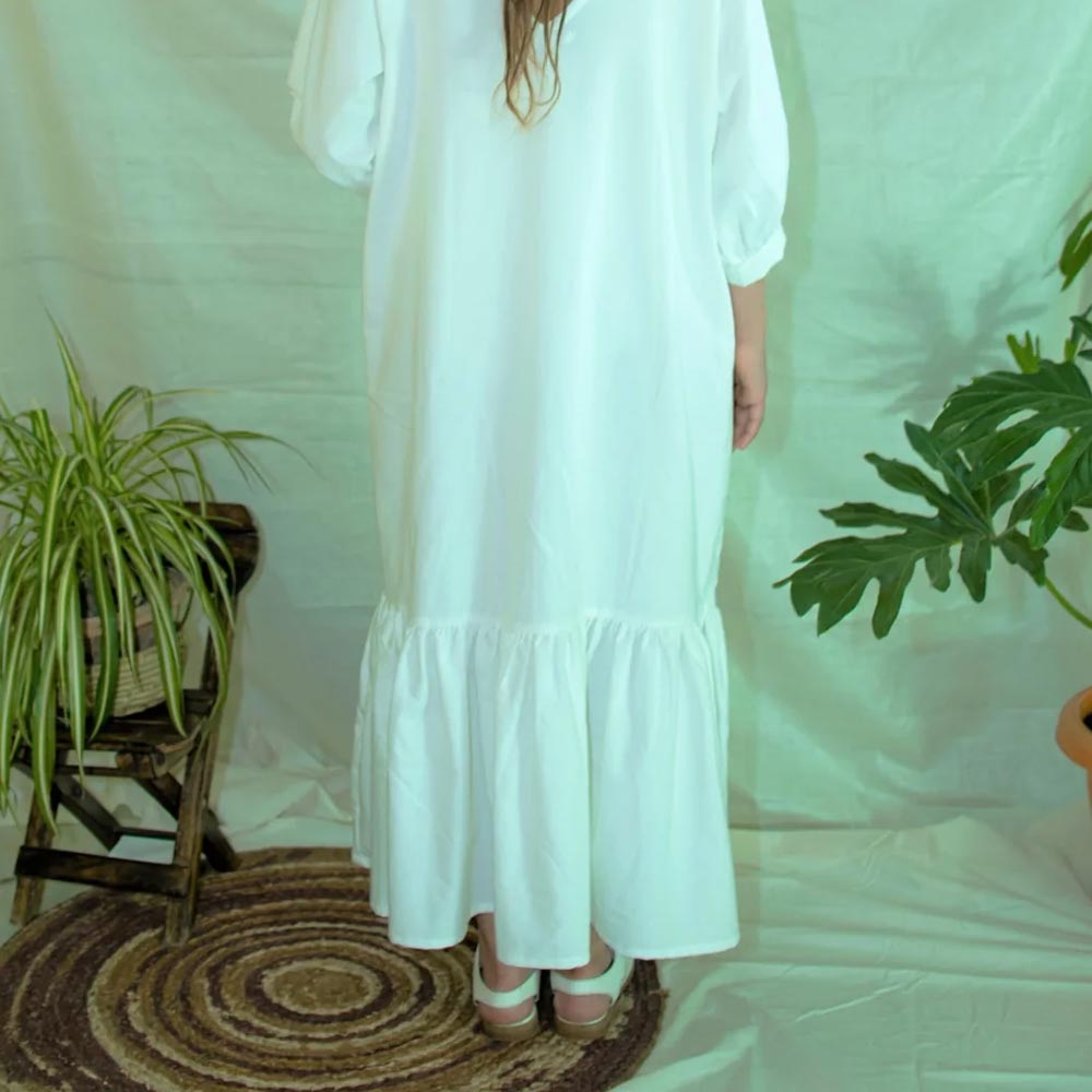 Flounce Hemline Silhoutte Dress | Organic Cotton - Kendey