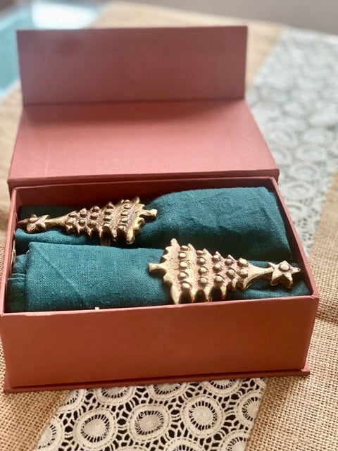 Sanobar Napkin Rings | Christmas Theme | Brass Table Decor | Handcrafted in Small Batches