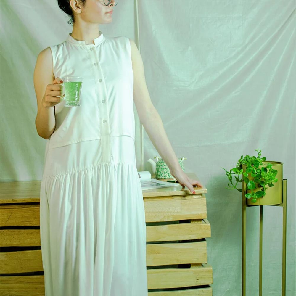 White Flapper Dress | Organic Bamboo Cotton - Kandala