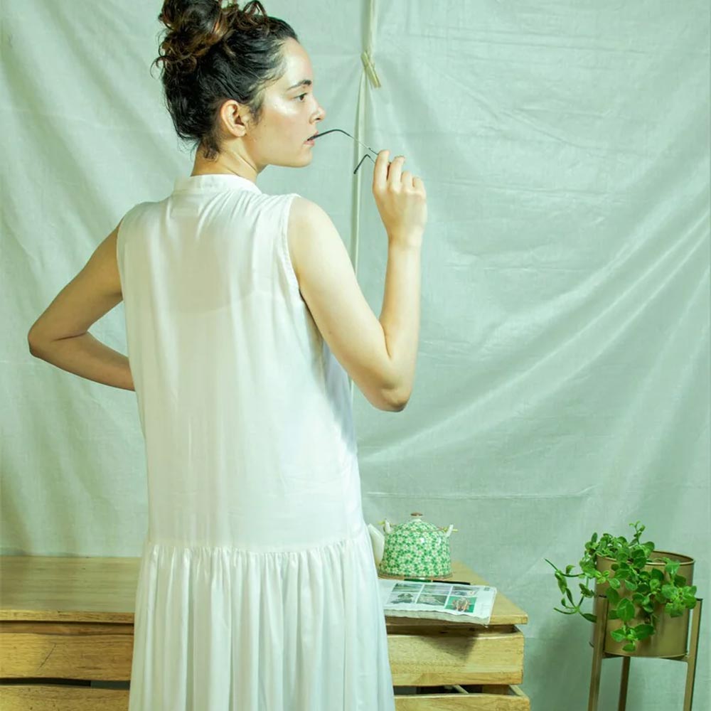 White Flapper Dress | Organic Bamboo Cotton - Kandala