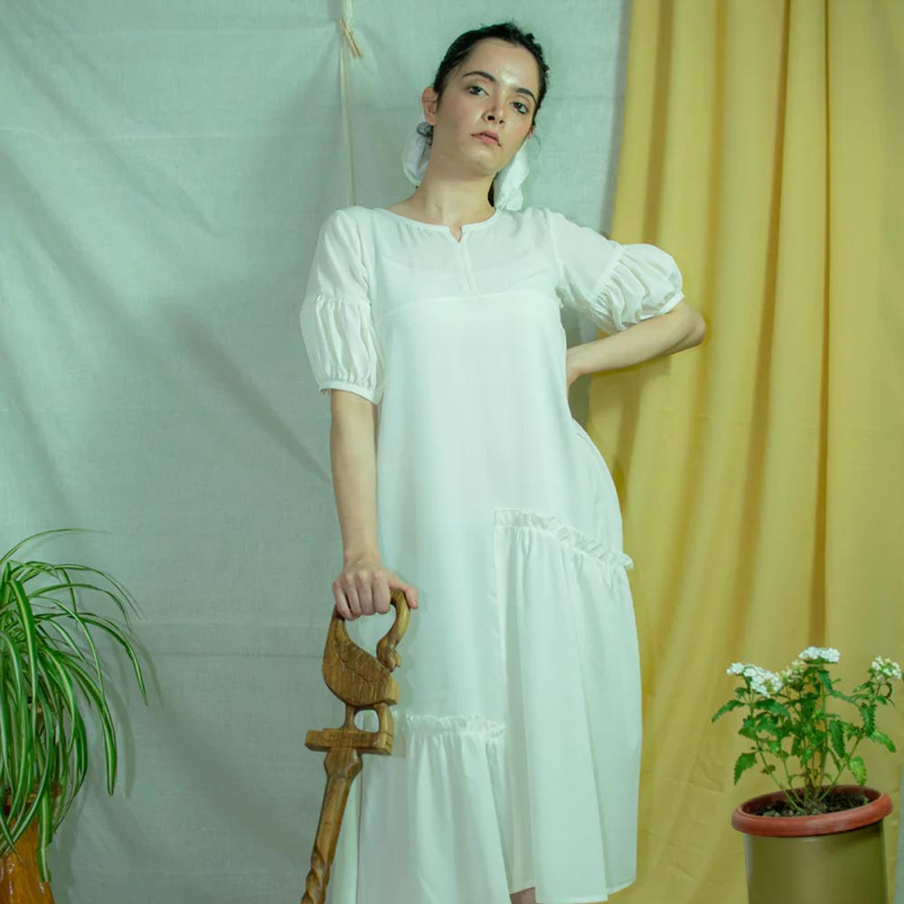 Ruffled Dress | Organic Bamboo Cotton - Kandi