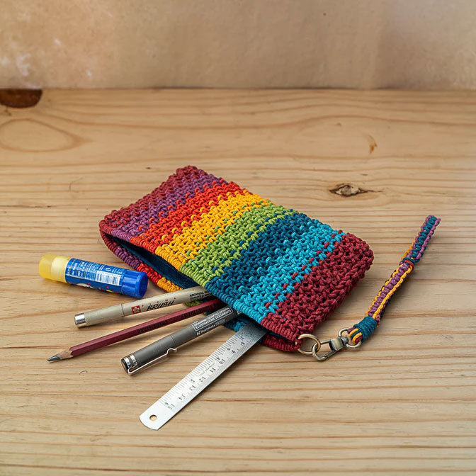 Iris Striped Hand-Knotted Pouch