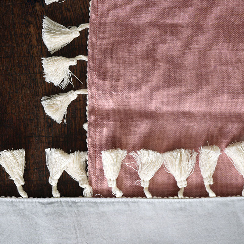 Pau-Double Sided Organic cotton and Hemp Table Mats | Set of 4 | Tassle Lace