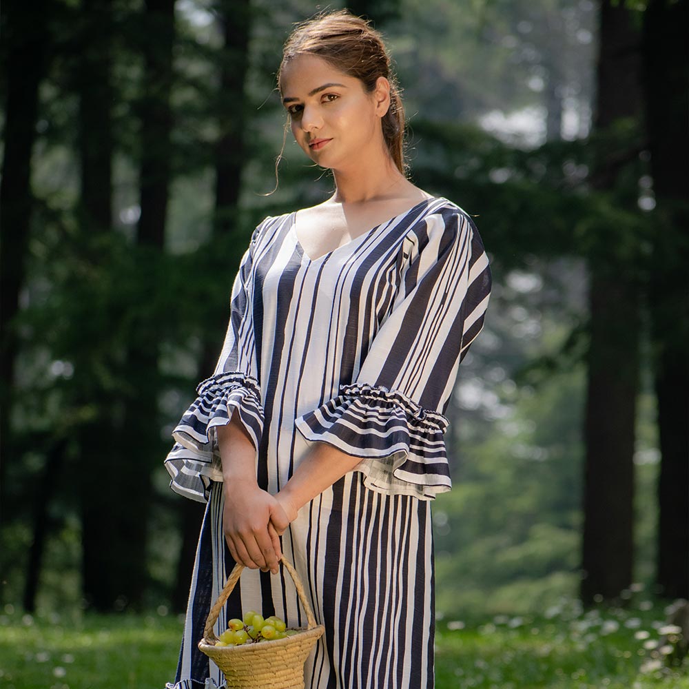 Striped Midaxi Dress | Organic Cotton - CHEETKU
