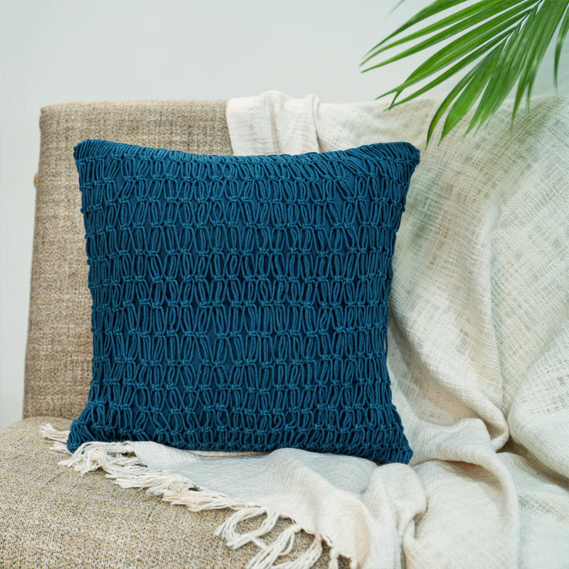 Criss Cross  Dense Hand-Knotted Cushion Cover | Single pc