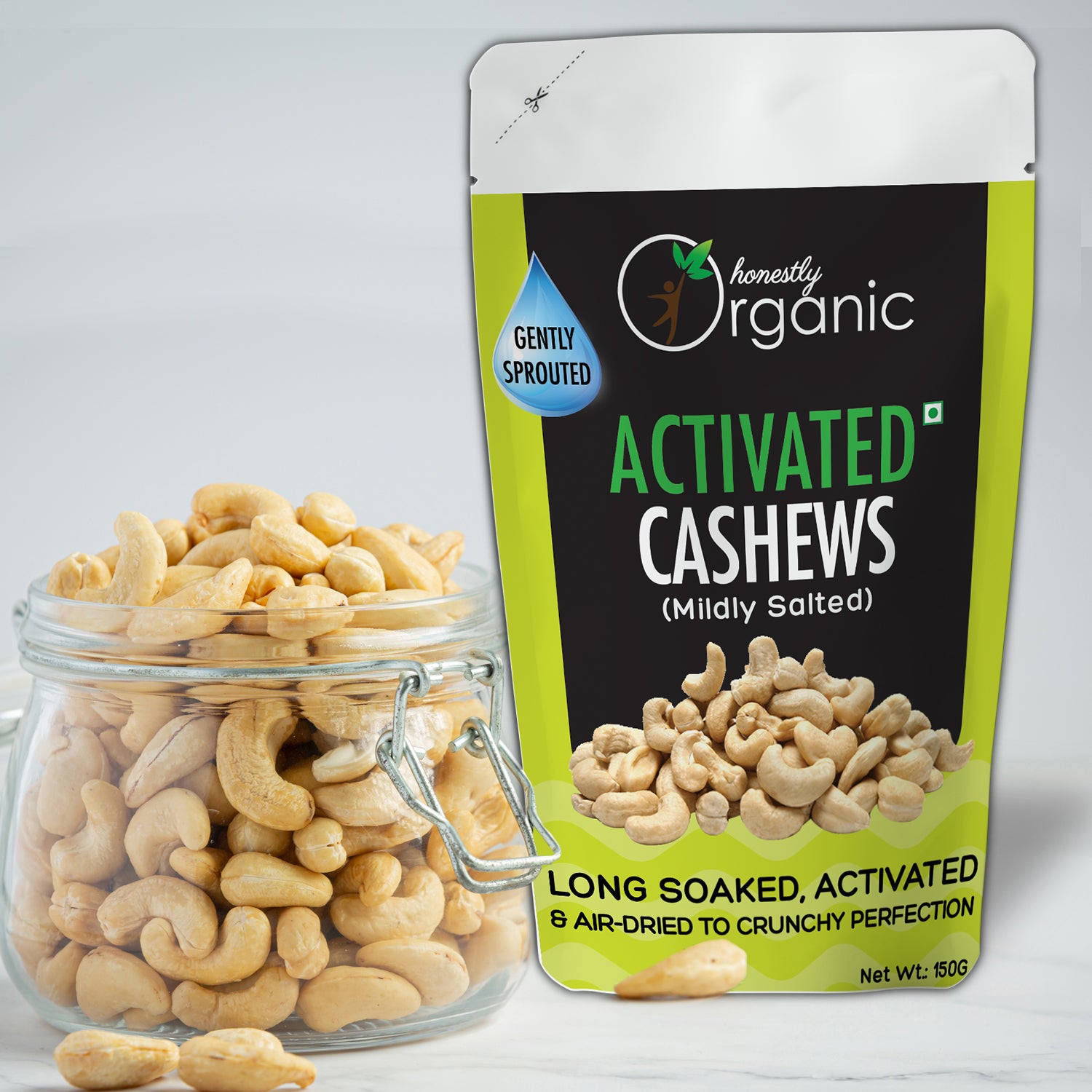 Activated Organic Cashews - Mildly Salted - 150g