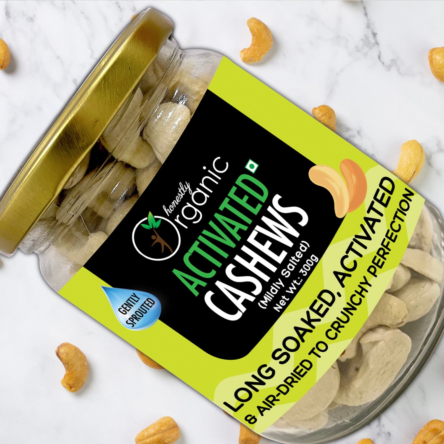 Activated Organic Cashews - Mildly Salted - 300g
