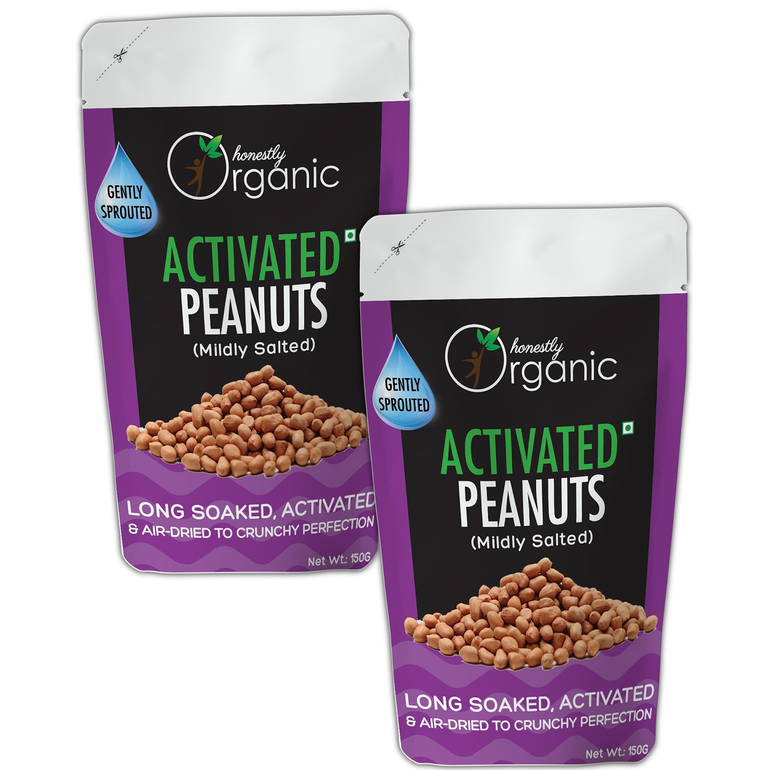 Activated Organic Peanuts - Mildly Salted - 150G (Pack of 2)