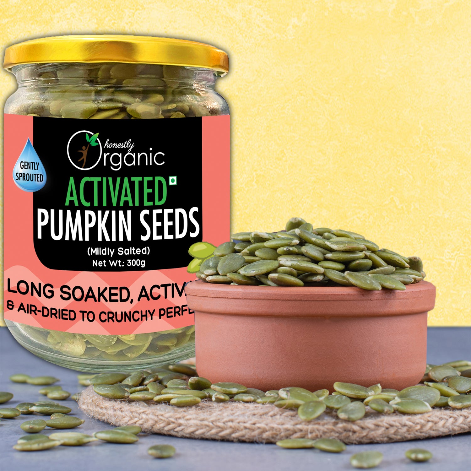 Activated Organic Pumpkin Seeds - Mildly Salted - 300g