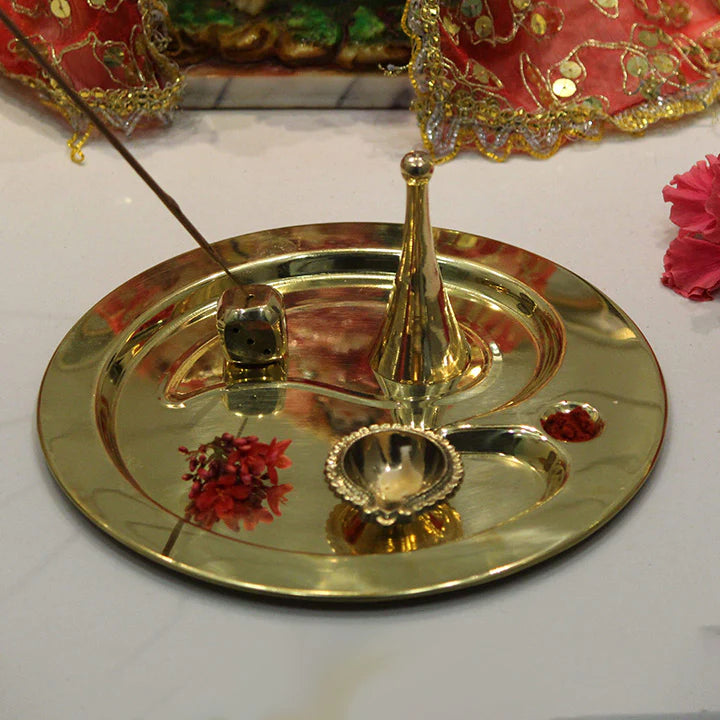 Brass Pooja Thali with Gift Box