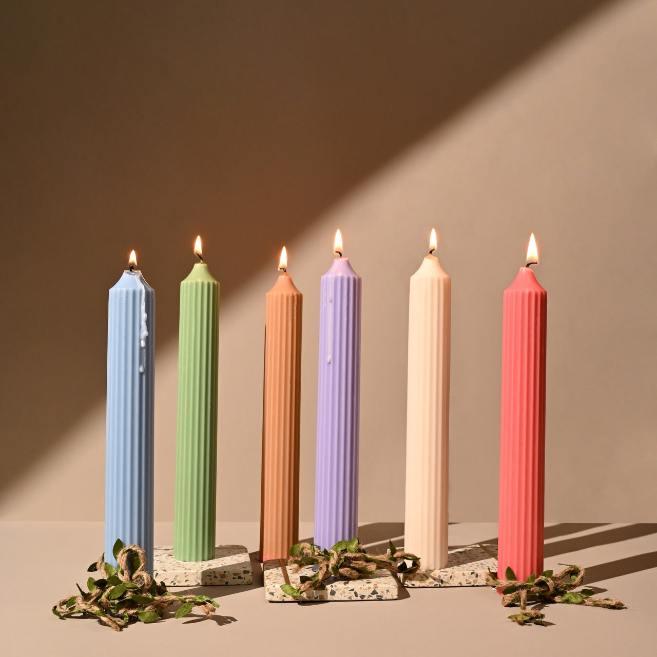 Ribbed Tall Candles | Assorted Colors