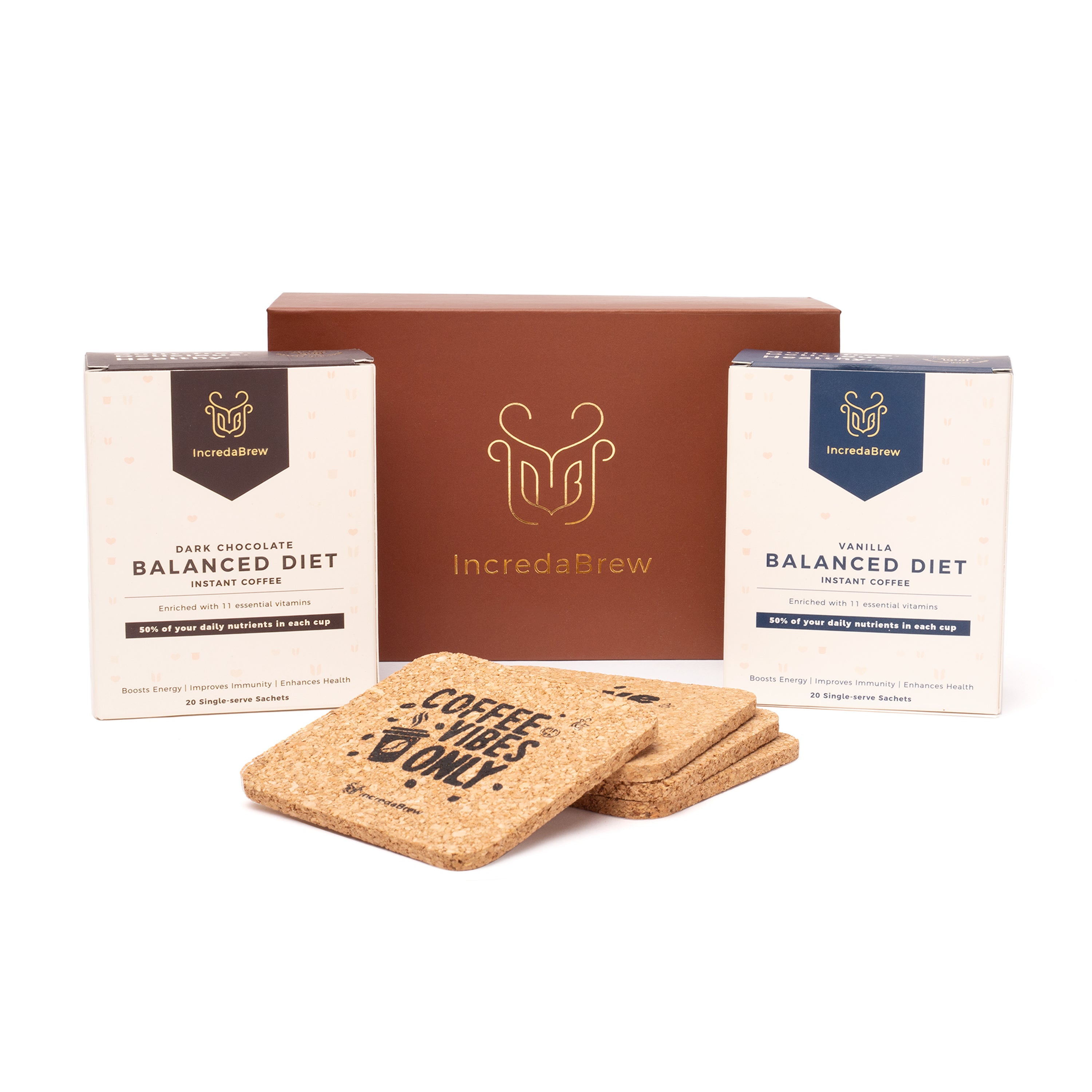 Incredabrew Any 2 Coffee Boxes & 4 Coasters Giftset