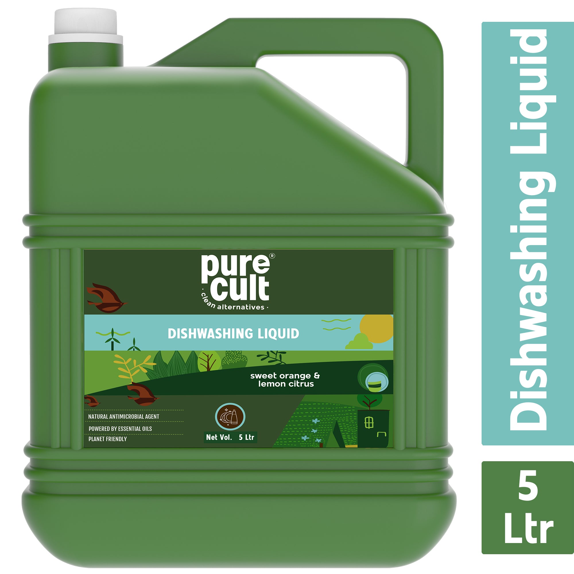 PureCult Eco-Friendly Dishwash Liquid with Sweet Orange and Lemon Essential Oils (5 Ltr)
