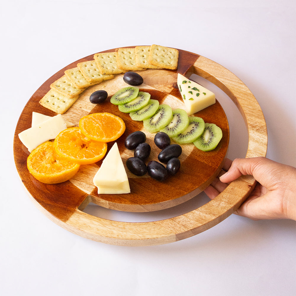 Wooden Two-Hued Cheese Platter