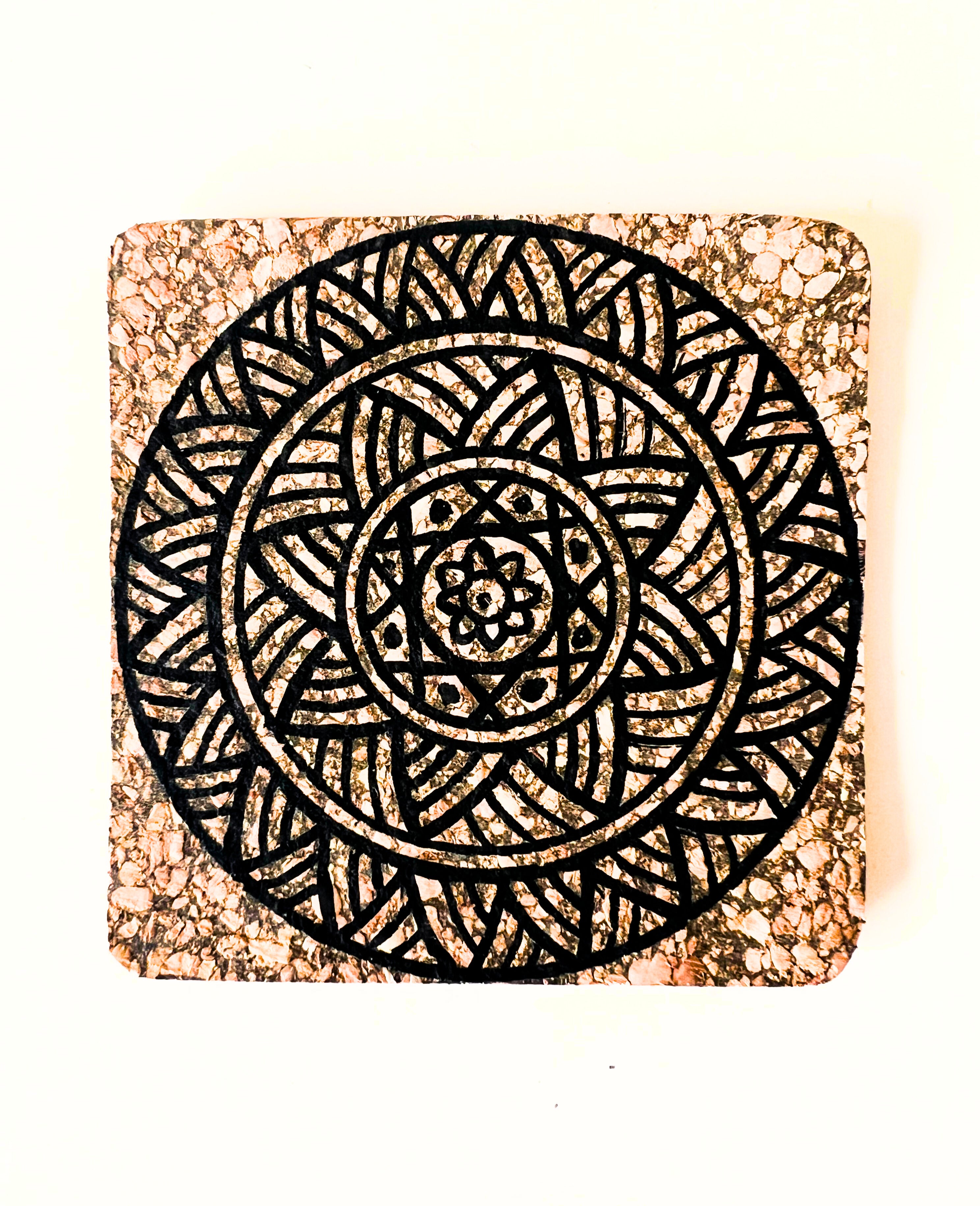Hand Painted Cork Coasters | Set of 4 | Design 4