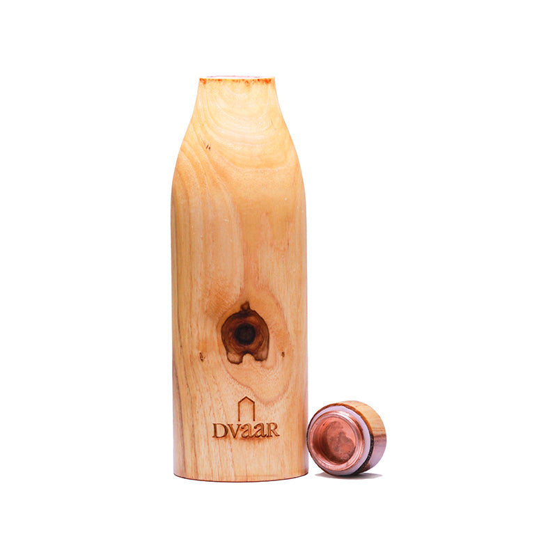 Copper Bottle | Teak Wood | 500ml