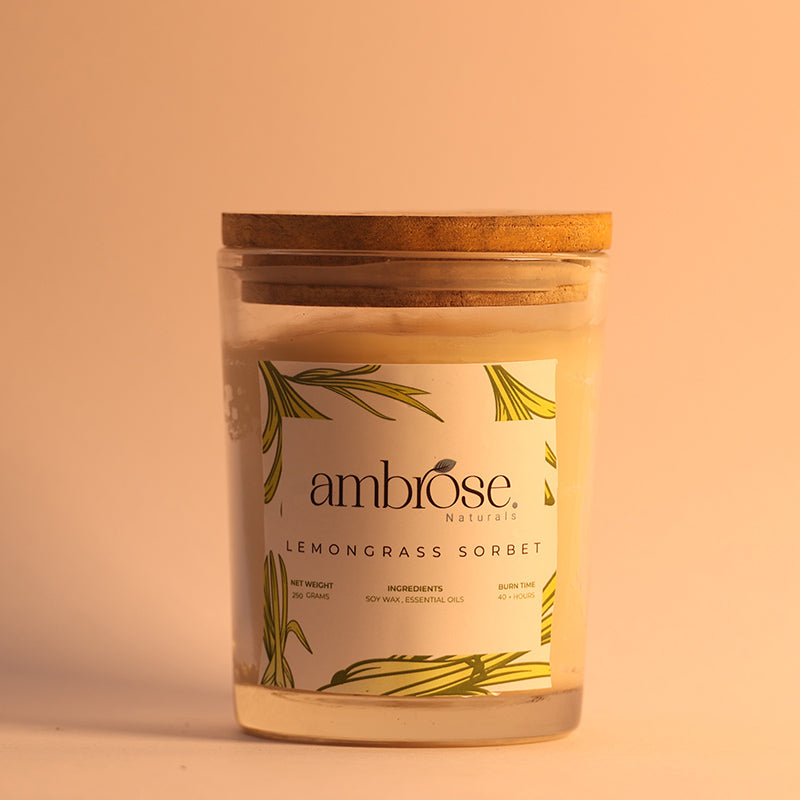 Lemongrass Sorbet | Aromatherapy Candle with Wooden wick