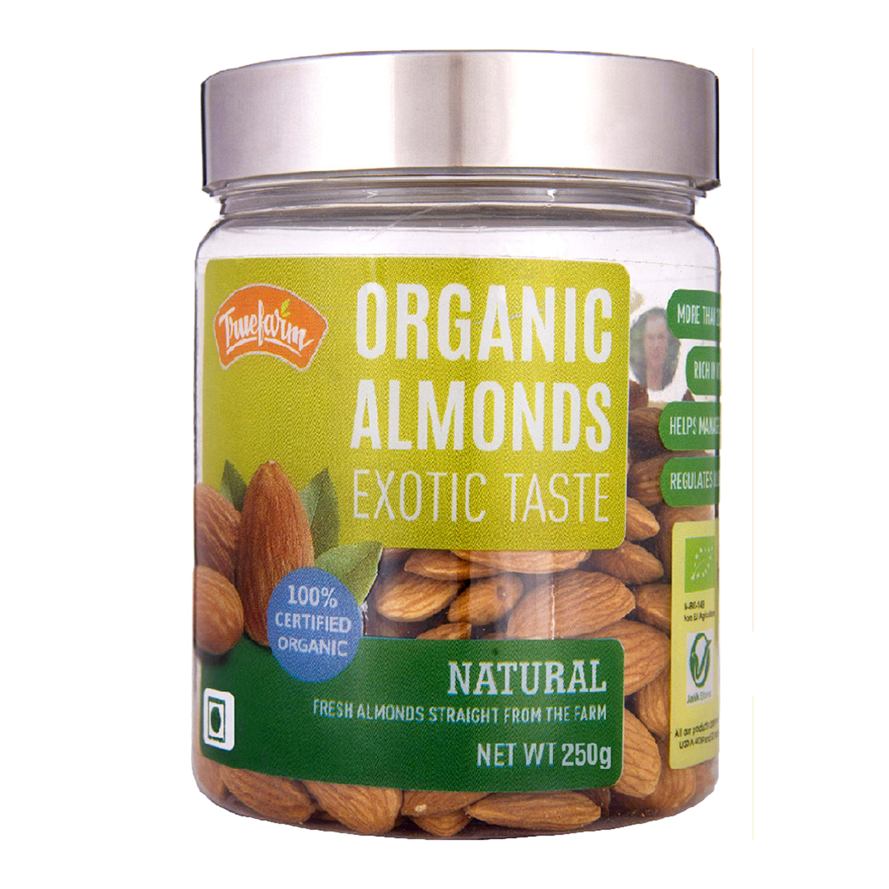 Organic Natural Almonds (250g)