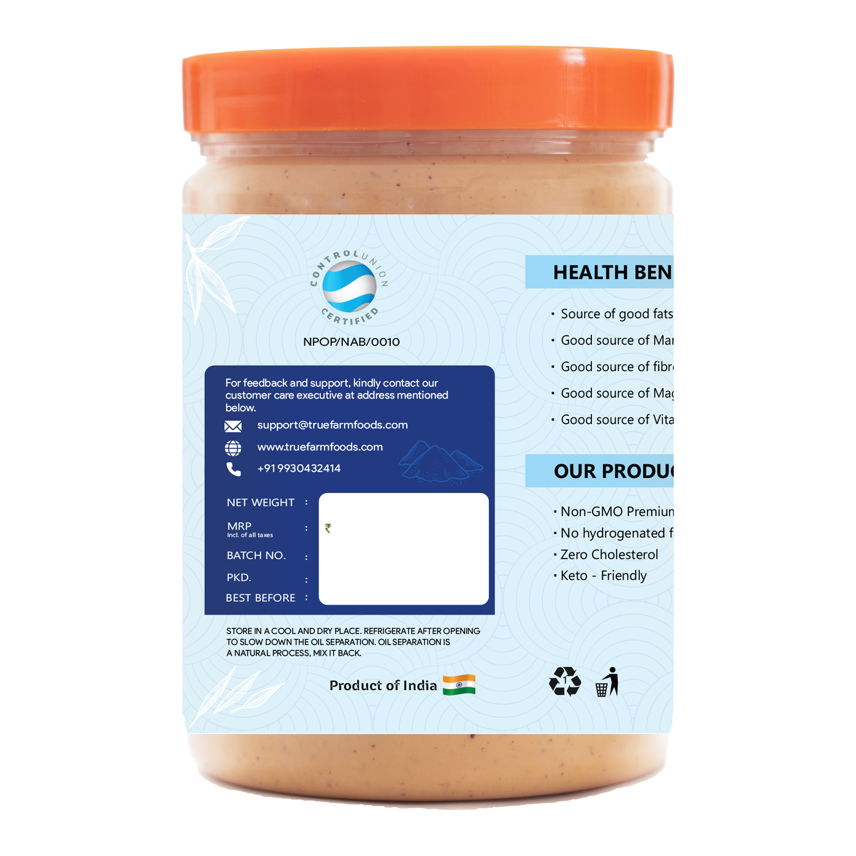 Organic Peanut Butter - Creamy With Jaggery (500g)
